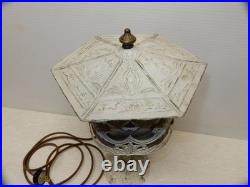 Antique Chippy White Slag Glass Vanity Table Lamp Ca. 1930