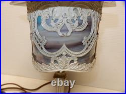 Antique Chippy White Slag Glass Vanity Table Lamp Ca. 1930