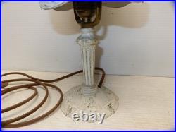 Antique Chippy White Slag Glass Vanity Table Lamp Ca. 1930