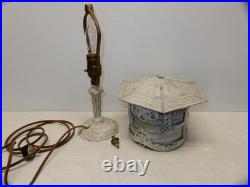 Antique Chippy White Slag Glass Vanity Table Lamp Ca. 1930