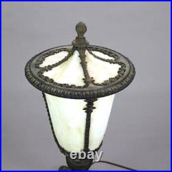 Antique Classical Slag Glass Torchiere Table Lamp in Street Lamp Form C1920 Antique Classical Slag Glass Torchiere Table Lamp in Street Lamp Form C1920