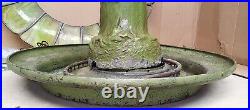 Antique Copper 16-Panel Green Slag Glass Pendant Fountain Lamp Combo (Gasolier)