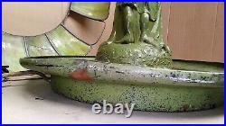 Antique Copper 16-Panel Green Slag Glass Pendant Fountain Lamp Combo (Gasolier)