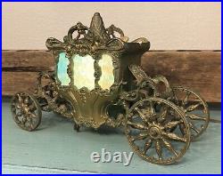 Antique Coronation Parlor Lamp Horse Stage Coach Carriage WithSlag Stained Glass