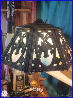 Antique Deco Cherub Slag Glass Lamp 2 Cherubs 3 Panels Missin Wrks Blue Green Antique Deco Cherub Slag Glass Lamp 2 Cherubs 3 Panels Missin Wrks Blue Green