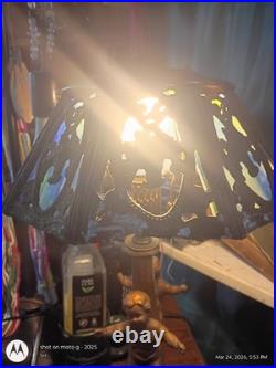 Antique Deco Cherub Slag Glass Lamp 2 Cherubs 3 Panels Missin Wrks Blue Green
