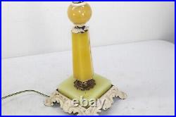 Antique Deco Green Akro Agate Table Lamp Slag Glass Works