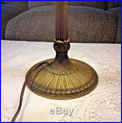 Antique Decorative Double Socket Slag Glass Shade Table Lamp