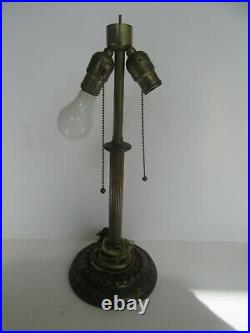 Antique Double Socket (6) Panel Caramel Slag Glass Lamp, Missing 1 Panel (Works)