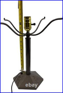 Antique Early 1900's Bradley & Hubbard Scene Slag Lamp With Original Signed Base