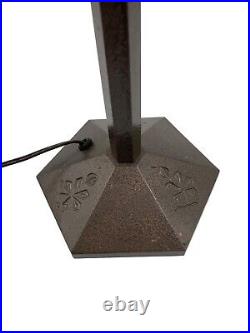 Antique Early 1900's Bradley & Hubbard Scene Slag Lamp With Original Signed Base Antique Early 1900's Bradley & Hubbard Scene Slag Lamp With Original Signed Base