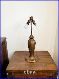Antique Early 1900s Arts & Crafts Slag Glass Table Lamp 26 x 20 Large BEAUTY