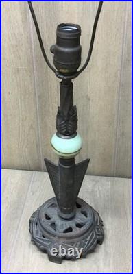 Antique Early Art Deco Cast Iron Uranium Slag Glass Table Lamp Parts. S13-2