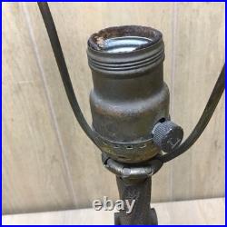 Antique Early Art Deco Cast Iron Uranium Slag Glass Table Lamp Parts. S13-2 Antique Early Art Deco Cast Iron Uranium Slag Glass Table Lamp Parts. S13-2