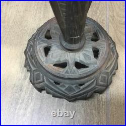 Antique Early Art Deco Cast Iron Uranium Slag Glass Table Lamp Parts. S13-2