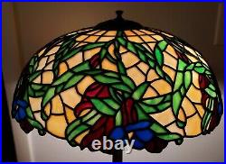 Antique Early Leaded Slag Stained Glass Table Lamp Handel Duffner Tiffany Era