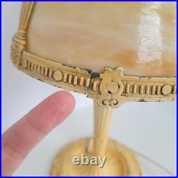 Antique Edward Miller Slag Glass Boudoir Lamp Edwardian Deco Caramel Works READ