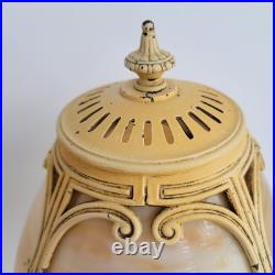 Antique Edward Miller Slag Glass Boudoir Lamp Edwardian Deco Caramel Works READ