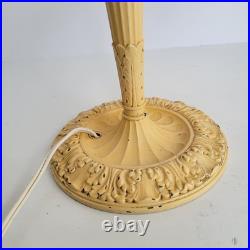 Antique Edward Miller Slag Glass Boudoir Lamp Edwardian Deco Caramel Works READ