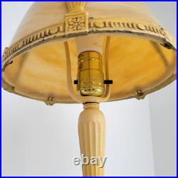 Antique Edward Miller Slag Glass Boudoir Lamp Edwardian Deco Caramel Works READ