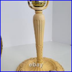 Antique Edward Miller Slag Glass Boudoir Lamp Edwardian Deco Caramel Works READ