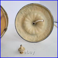 Antique Edward Miller Slag Glass Boudoir Lamp Edwardian Deco Caramel Works READ