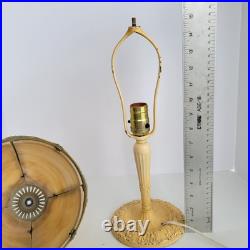 Antique Edward Miller Slag Glass Boudoir Lamp Edwardian Deco Caramel Works READ