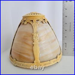 Antique Edward Miller Slag Glass Boudoir Lamp Edwardian Deco Caramel Works READ