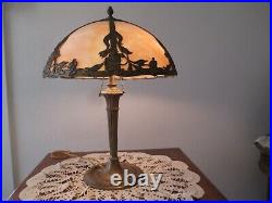 Antique Edwin Miller 1150 lamp slag glass curved lamp Art-Noveau, table type VG