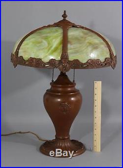 Antique Egyptian Revival Slag Glass Lamp Pharaoh Head & Poppy Flower, CC Co