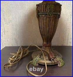 Antique Eight Panel Slag Glass Table Lamp 23 Tall