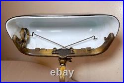 Antique Emeralite bronze green slag glass adjustable bankers table desk lamp