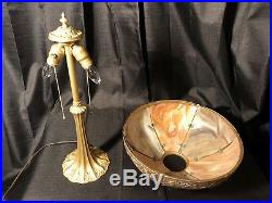Antique Empire Art Nouveau Lamp MINT Slag Glass Shade Handel Tiffany Era Vintage