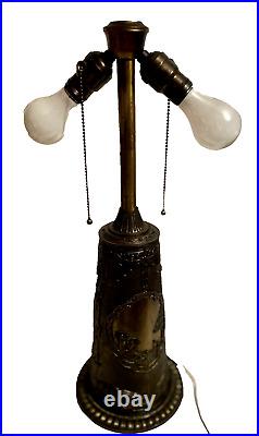 Antique Empire Arts & Crafts 16 Panel Slag-Stained Art Glass Lamp Antique Empire Arts & Crafts 16 Panel Slag-Stained Art Glass Lamp