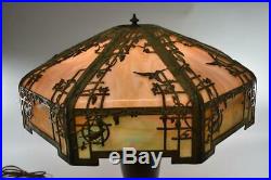 Antique Empire Lamp Co. Blue Bird Slag Panel Glass Shade 18