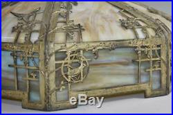 Antique Empire Lamp Co. Blue Bird Slag Panel Glass Shade 18