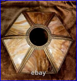 Antique Empire Scenic Design Slag Glass Table Lamp