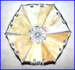 Antique End Of Trail 6 Panel Slag Glass Table Lamp Circa 1920's 18