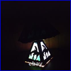 Antique End of Trail Native American Indian Slag Glass Lamp Dual Light