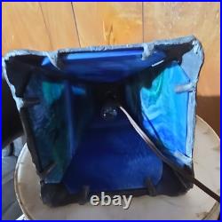 Antique End of Trail Native American Indian Slag Glass Lamp Dual Light