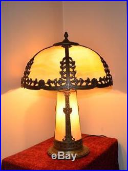 Antique Fantastic Pittsburgh Double Slag Glass Table Lamp