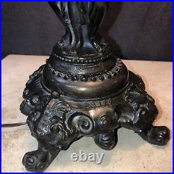 Antique Figurine Victorian Style Table Electric Slag Glass Table Lamp