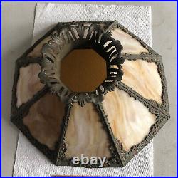 Antique Genuine Bradley & Hubbard 8 Slag Panel Glass Lamp Shade #13 FINE