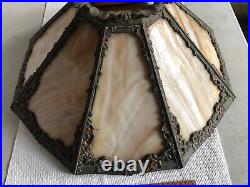 Antique Genuine Bradley & Hubbard 8 Slag Panel Glass Lamp Shade #13 FINE