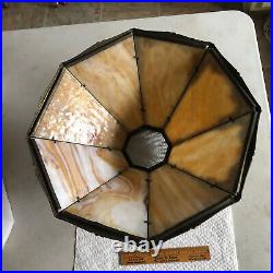 Antique Genuine Bradley & Hubbard 8 Slag Panel Glass Lamp Shade #13 FINE