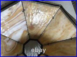 Antique Genuine Bradley & Hubbard 8 Slag Panel Glass Lamp Shade #13 FINE