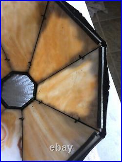 Antique Genuine Bradley & Hubbard 8 Slag Panel Glass Lamp Shade #13 FINE
