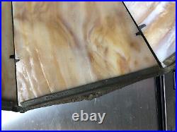 Antique Genuine Bradley & Hubbard 8 Slag Panel Glass Lamp Shade #13 FINE