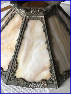 Antique Genuine Bradley & Hubbard 8 Slag Panel Glass Lamp Shade #13 FINE