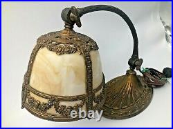 Antique Gooseneck Slag Glass Desk Lamp